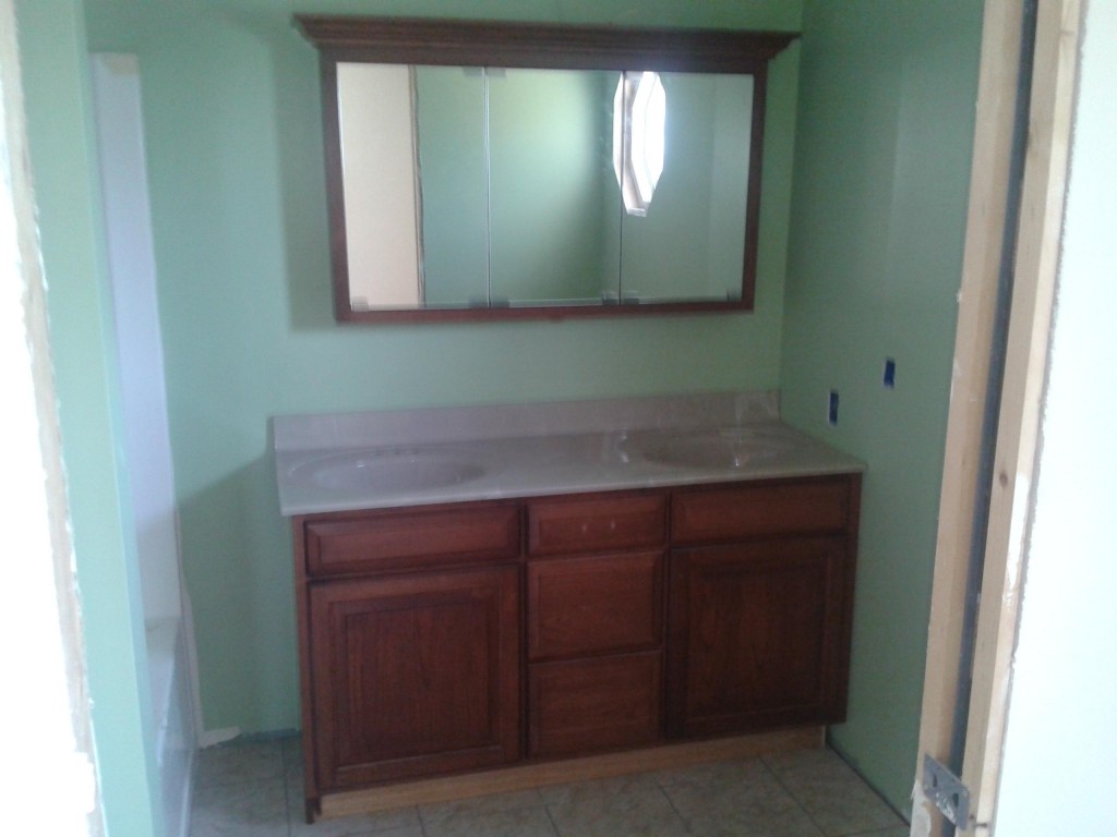 Cabinets and Medicine Cabinet in Master Bathroom