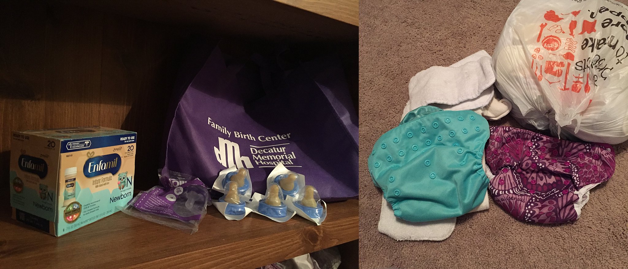 Cloth Diapers and Hospital Bag